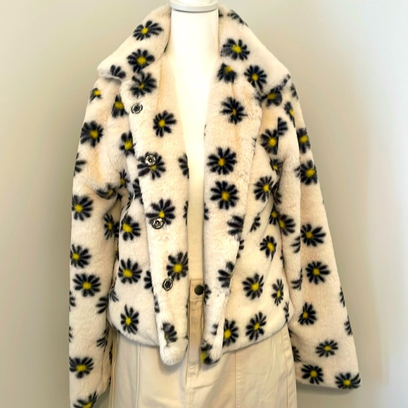 Altar'd State Jackets & Blazers - Daisy Faux Fur Button Up Coat Jacket